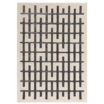 Valley Junction Scandinavian Carved 3D Hi-Low Flatweave Ivory/Charcoal Grey Rug-Asiatic Carpets-Rug Love - The Most Loved Rug Store